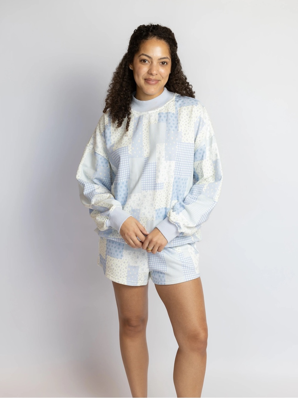 Alex Patchwork Mock Neck Sweatshirt